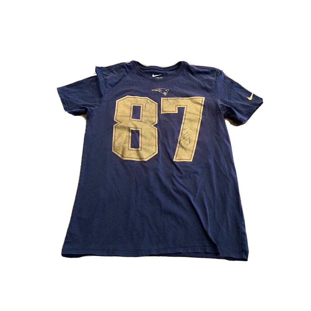 Nike Mens Navy Athletic Cut The Nike Tee Rob Gronkowski #87 NE Patriots Size L